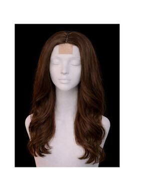 New Brown Wavy Synthetic Lace Front Wig Center Part Approx 20"